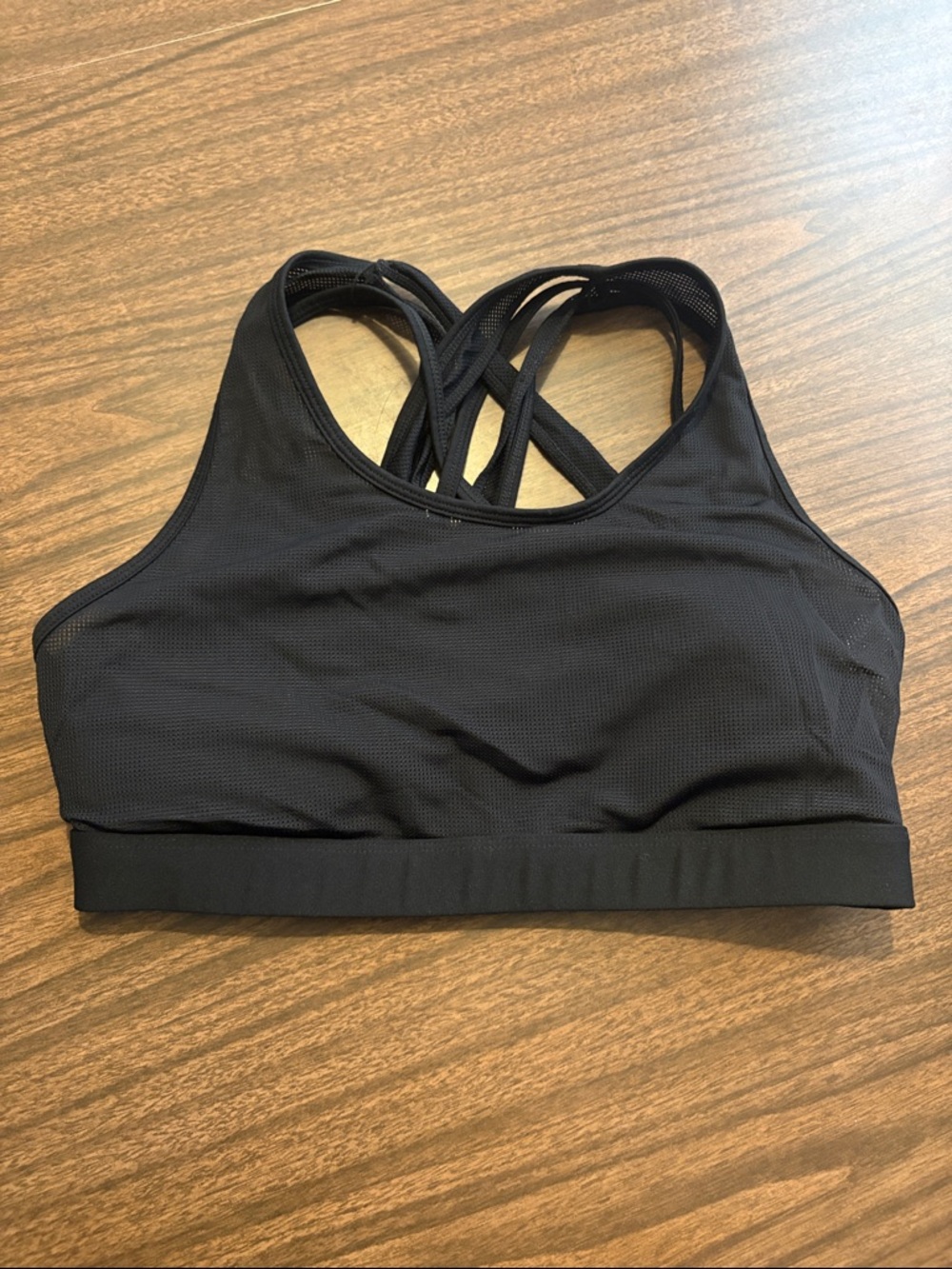 Fabletics Large Faye Criss Cross Back Black Mesh Strappy Sports Bra